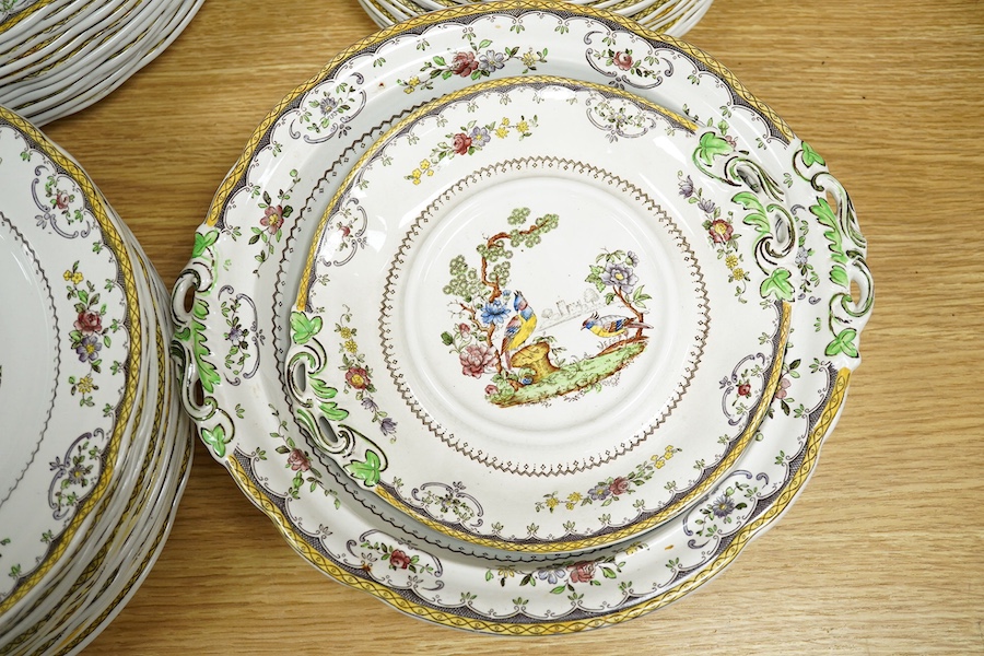 A Copeland Spode 'Chelsea' part dinner service to include soup bowls, octagonal platters and a tureen. Condition - mostly good